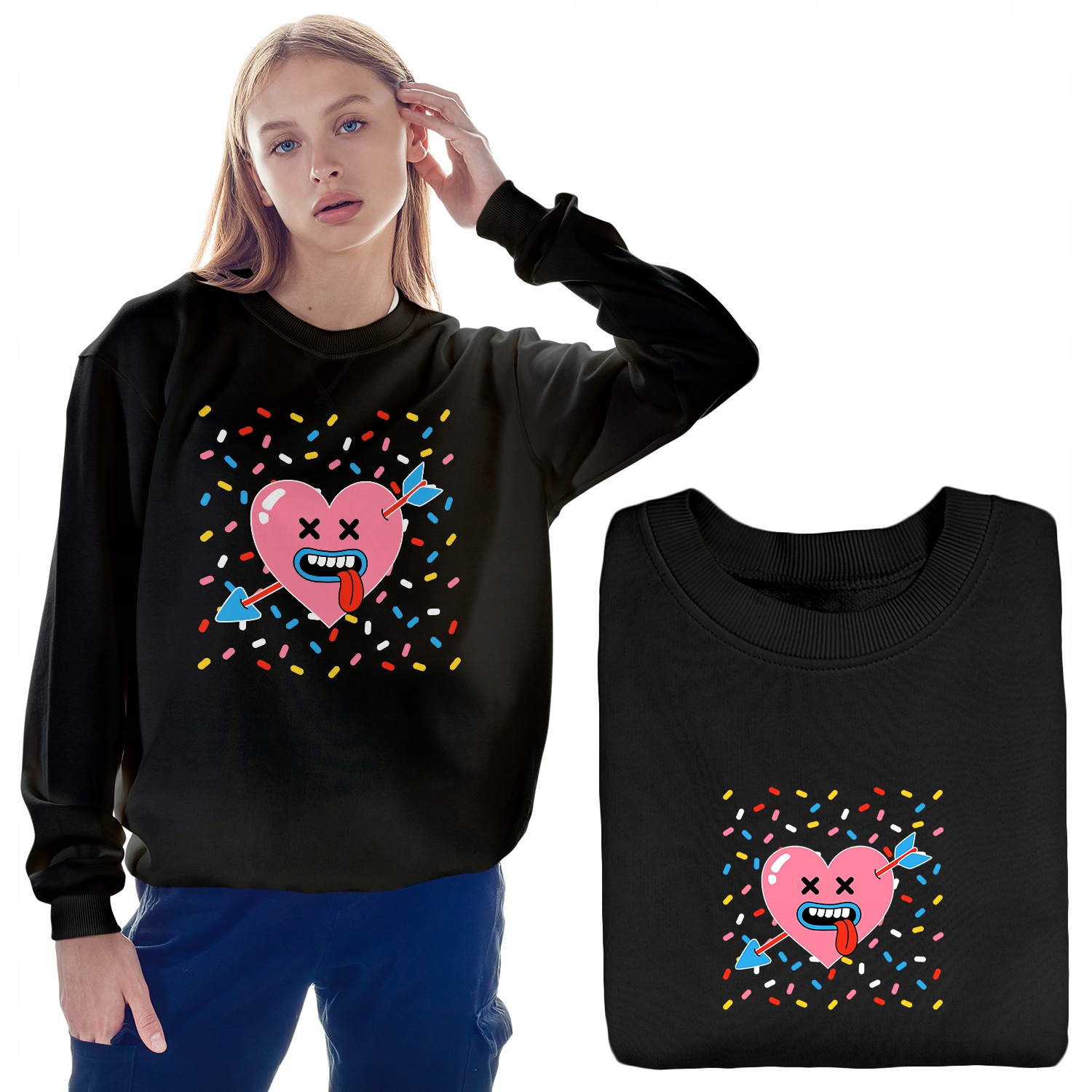 Pohodlná Dámská Mikina Černá Emoji 80 Vzorů L