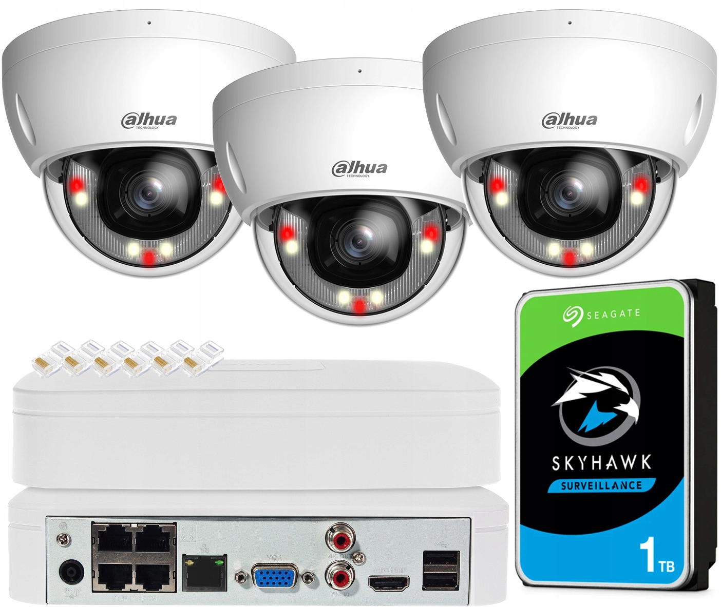 Sada na monitorovanie 3 kamier IPC-HDBW2449E-S-IL 4Mpx Smart Dual Light Ai