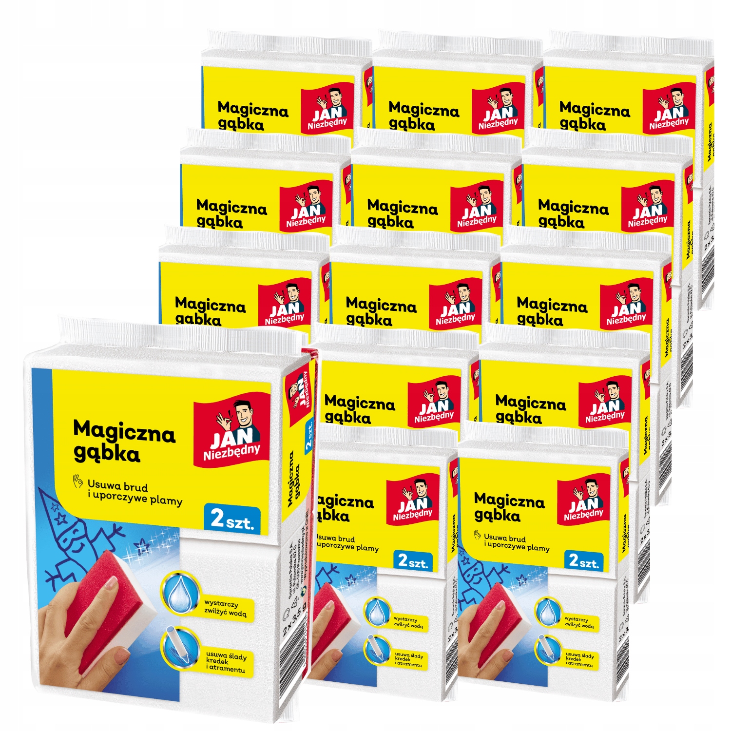 Levně 15 X Dvojbalení Magická Houbička Jan Niezbędny 30 Kusů Na Čištění Abrazivního Oděru