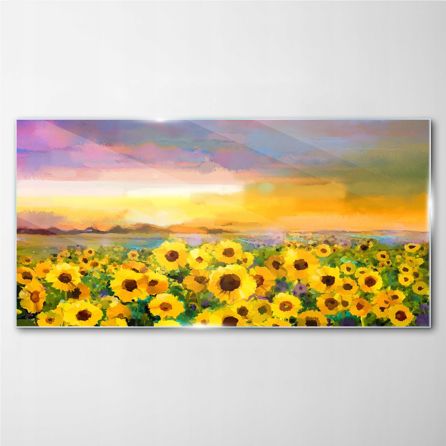 

Szklany obraz Kwiaty zachód słońca żółty 140x70 cm