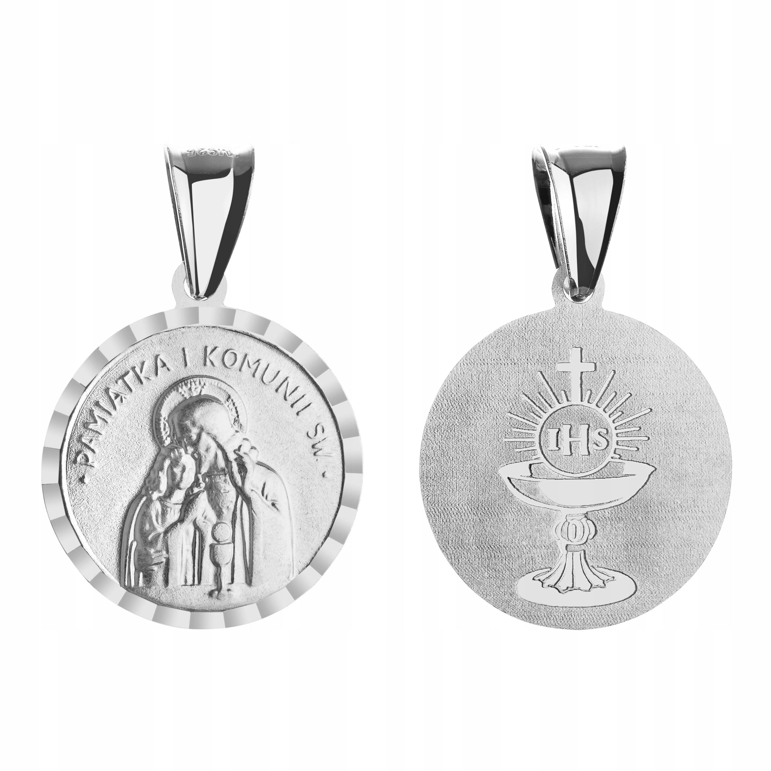 SREBRNY ŁAŃCUSZEK I MEDALIK KOMUNIA CHRZEST 45 CM Marka inna