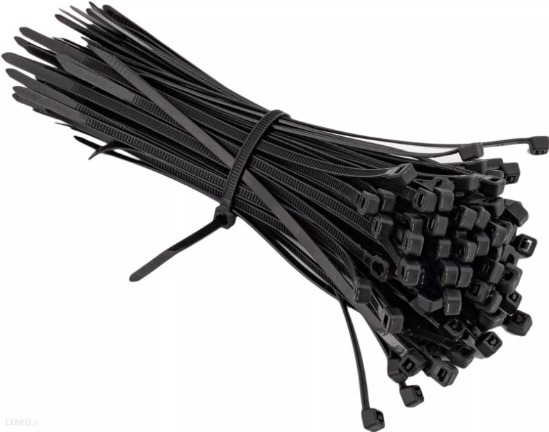 OPASKI ZACISKOWE KABLOWE TRYTKI CZARNE UV 200x7,6 Szerokość 7.6 mm