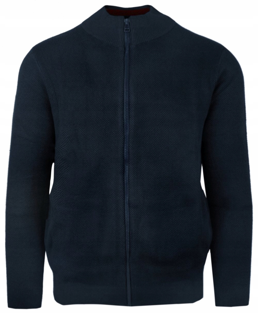 Bavlněný svetr na zip, vysoký výstřih, kapsy – Alties – modrý-3XL