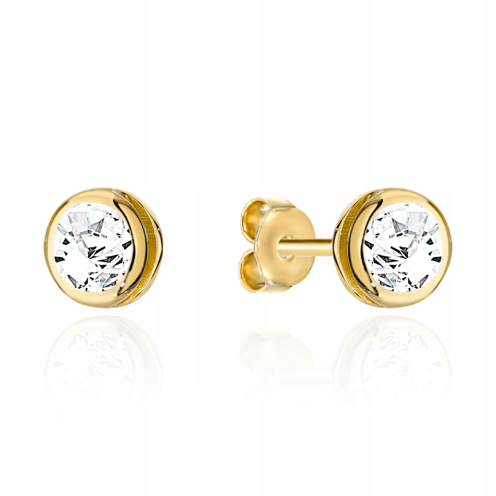 Jemné zlaté náušnice zirkon obklopenými zlatem na puzetě dárek