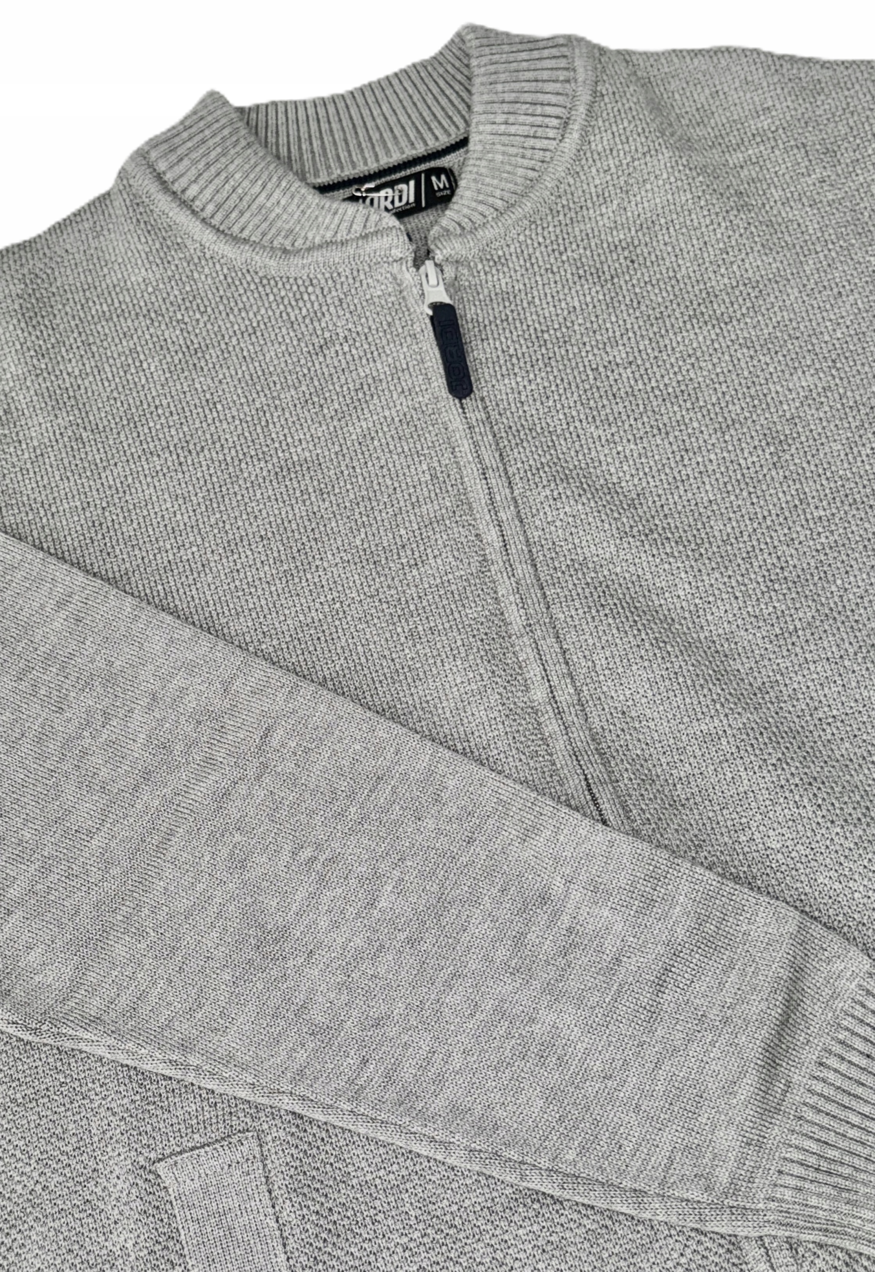 Jordi J842 pánský svetr, bavlněný, rozepínací na zip, šedý, vel. XXXL