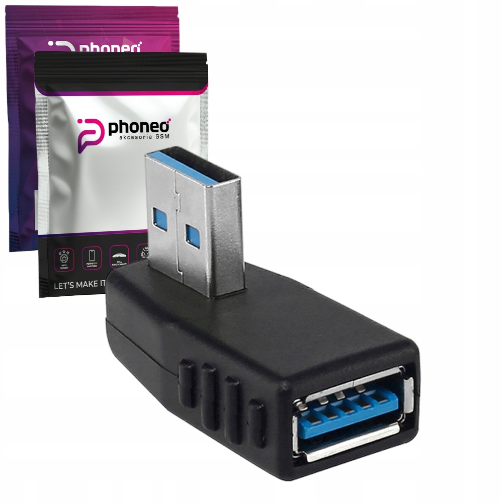 ZŁĄCZKA PRZEJŚCIÓWKA KABLA PHONEO ADAPTER KĄTOWY 90 STOPNI USB 3.0 LEWY