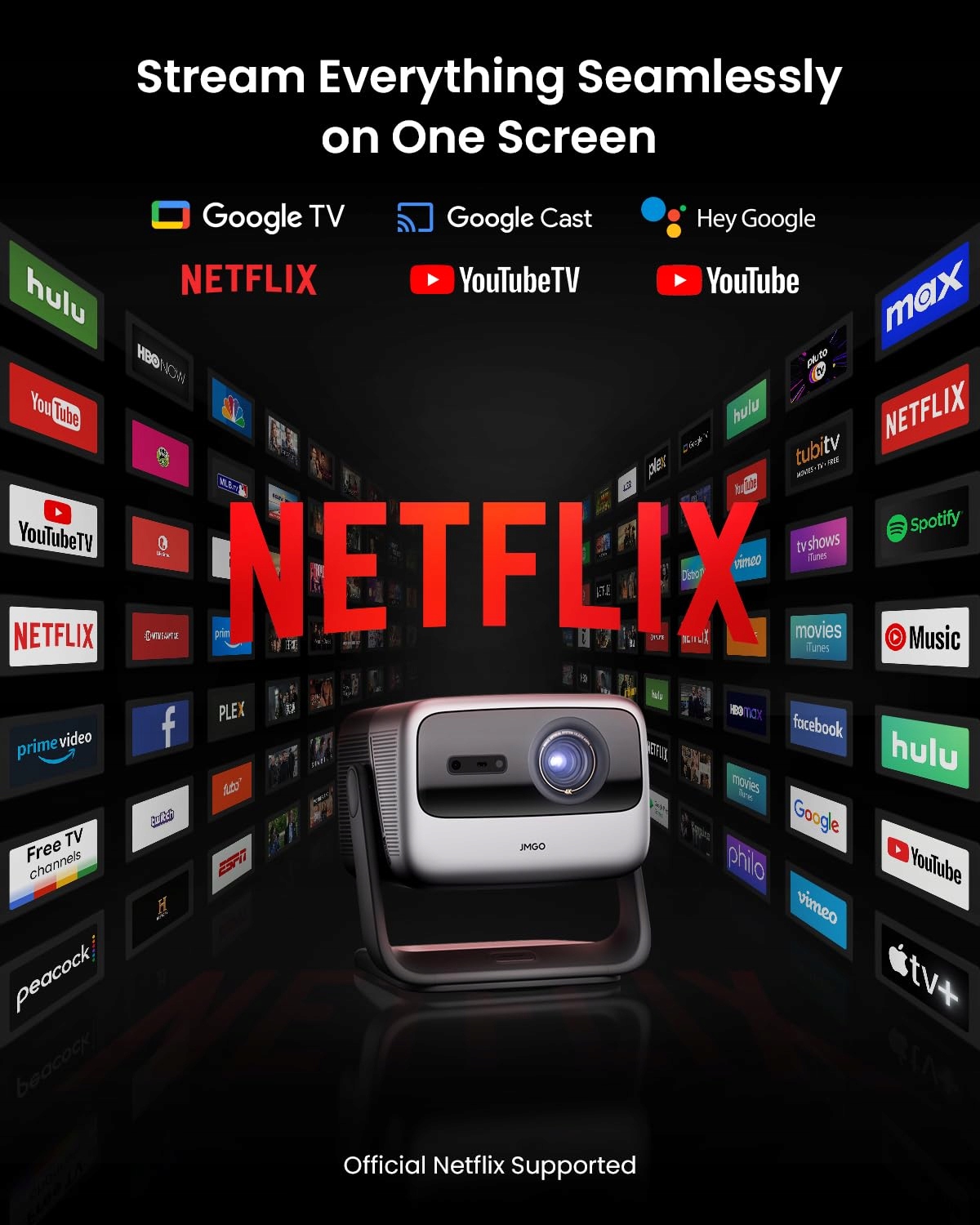 JMGO N1S Projektor 4K Laser 3300 Lumen HDR10 300" 3D Dolby Digital Plus — miniatura 4