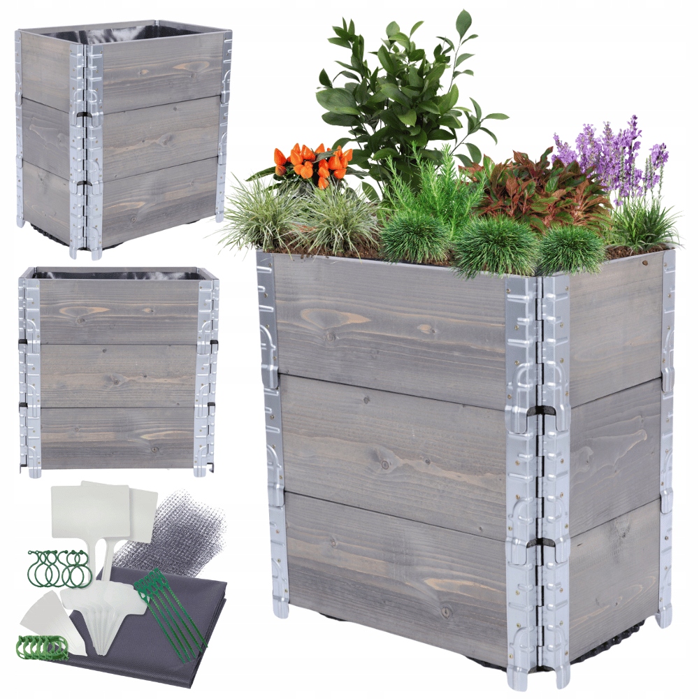 Kaskádový záhon nastavitelný, vyvýšený Fólie Kbelíky impregnační 60x60x40