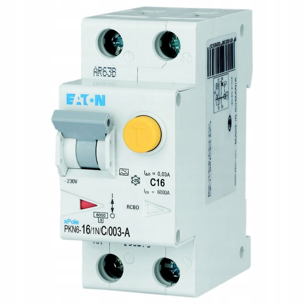 Eaton PKN6-16/1N/C/003-A Diferenciálny prúd s nadprúdovým prúdom 16A C Rcbo