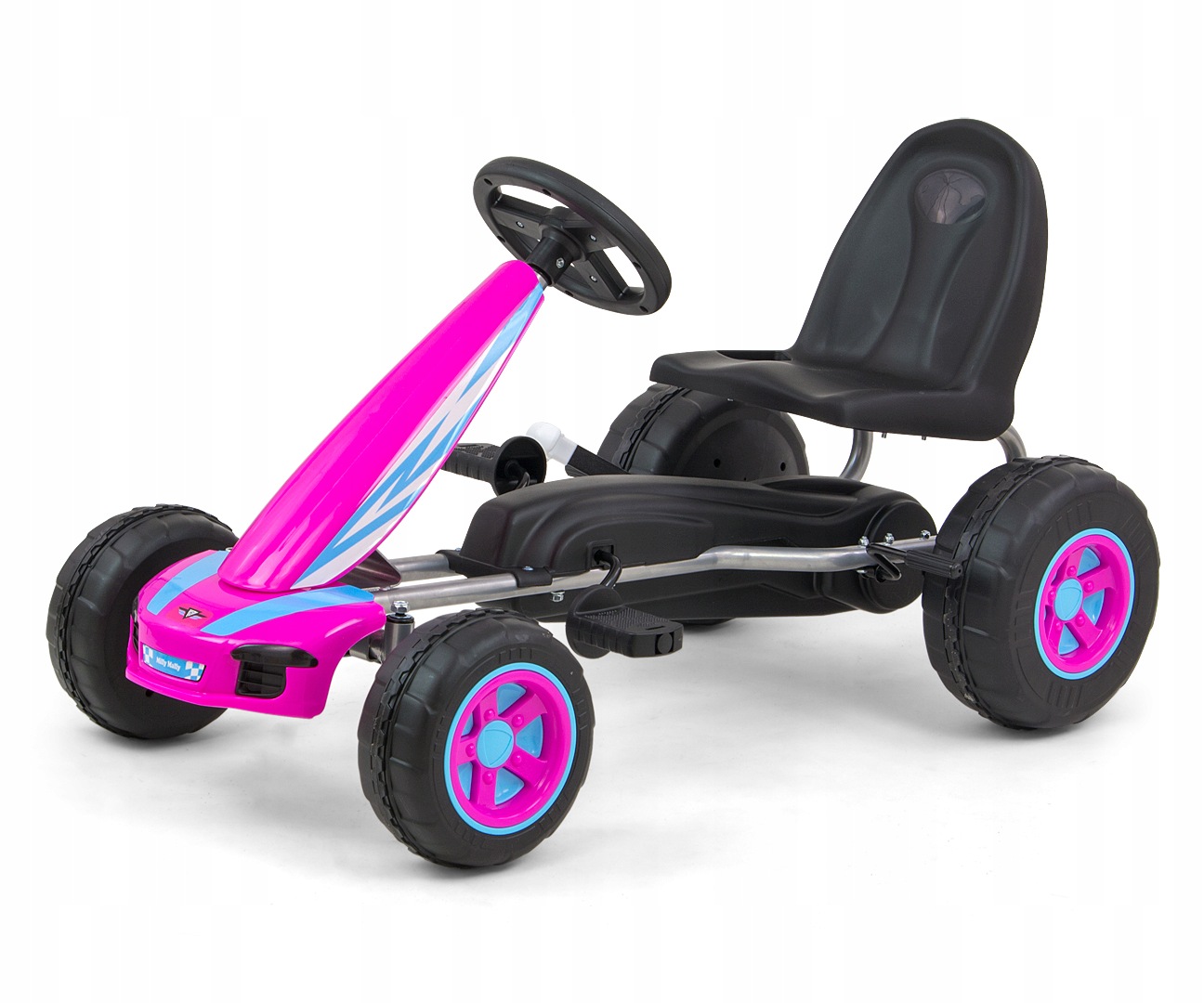 Milly Mally Gokart na Pedały Viper Pink Różowy Hamulec Ręczny Regulacja 3+
