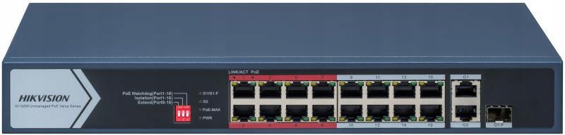 Hikvision DS-3E0318P-E/M(C) 16-portový přepínač PoE Fast Ethernet 300 m