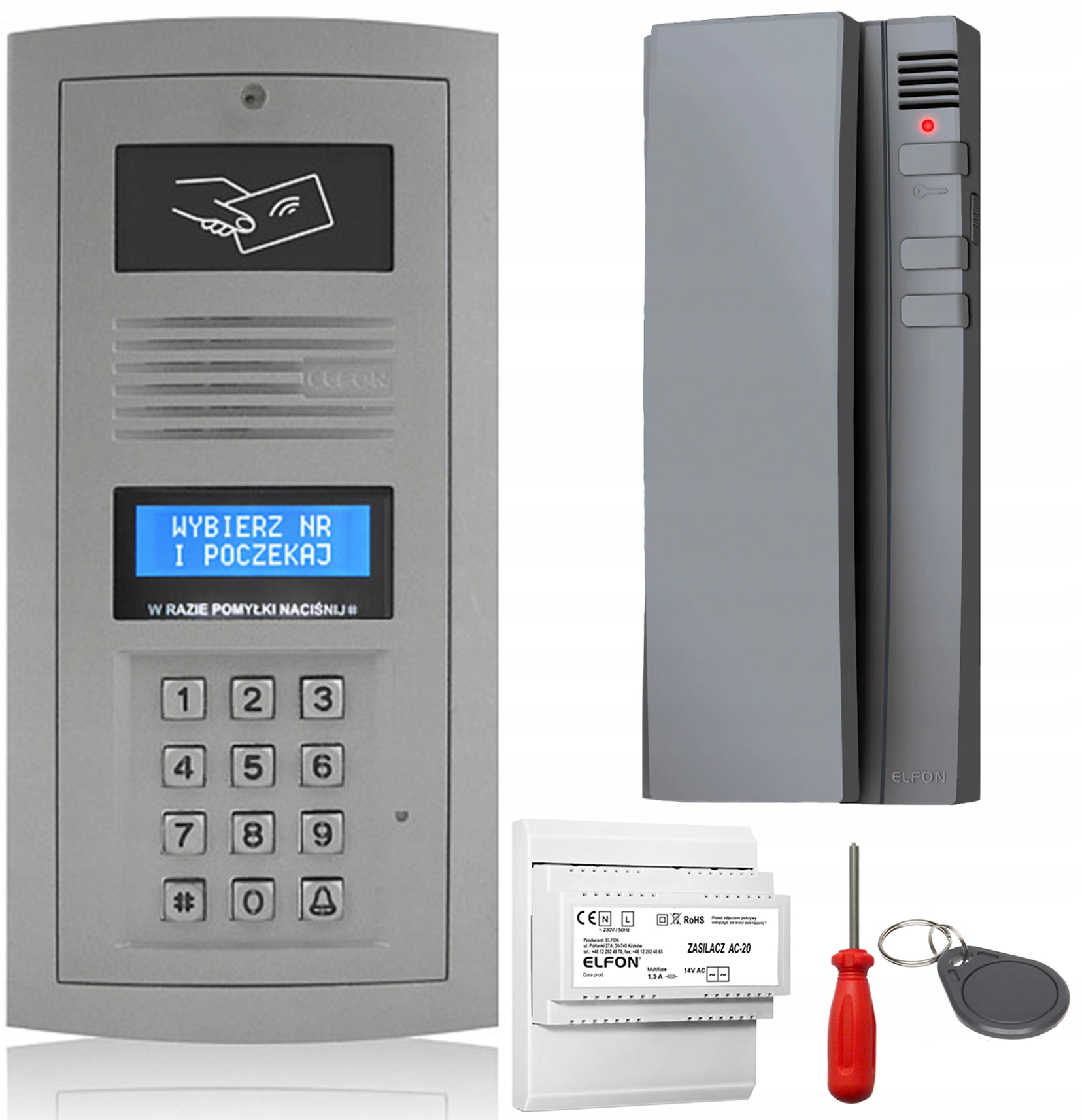 Domofón v balení Elfon OP-255R-P Nástenná brána 1x Unifon Šedá kľúčenka