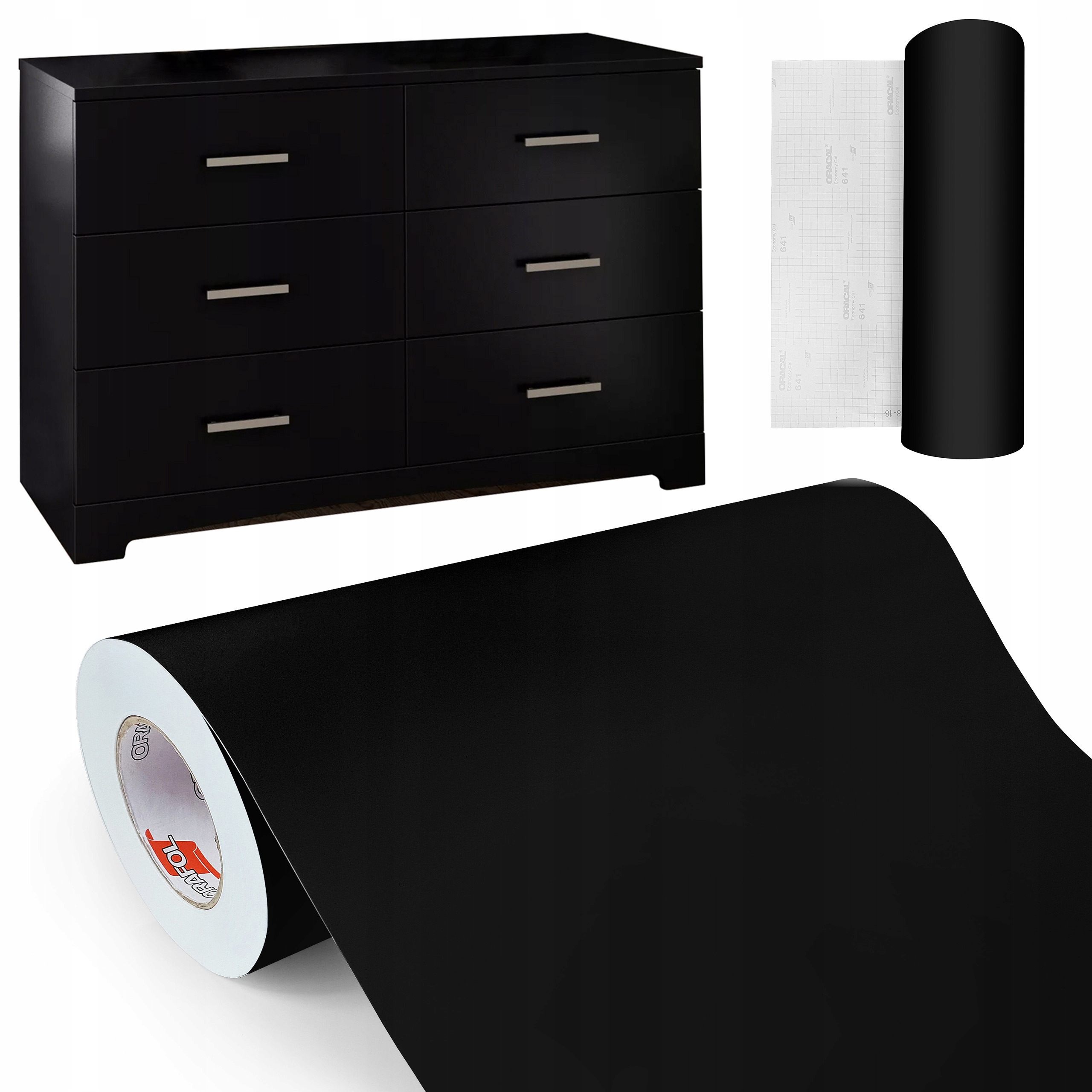 ORACAL | OKLEINA FOLIA MEBLOWA CZARNY MAT 33x150cm MEBLE SZAFY FRONTY DRZWI