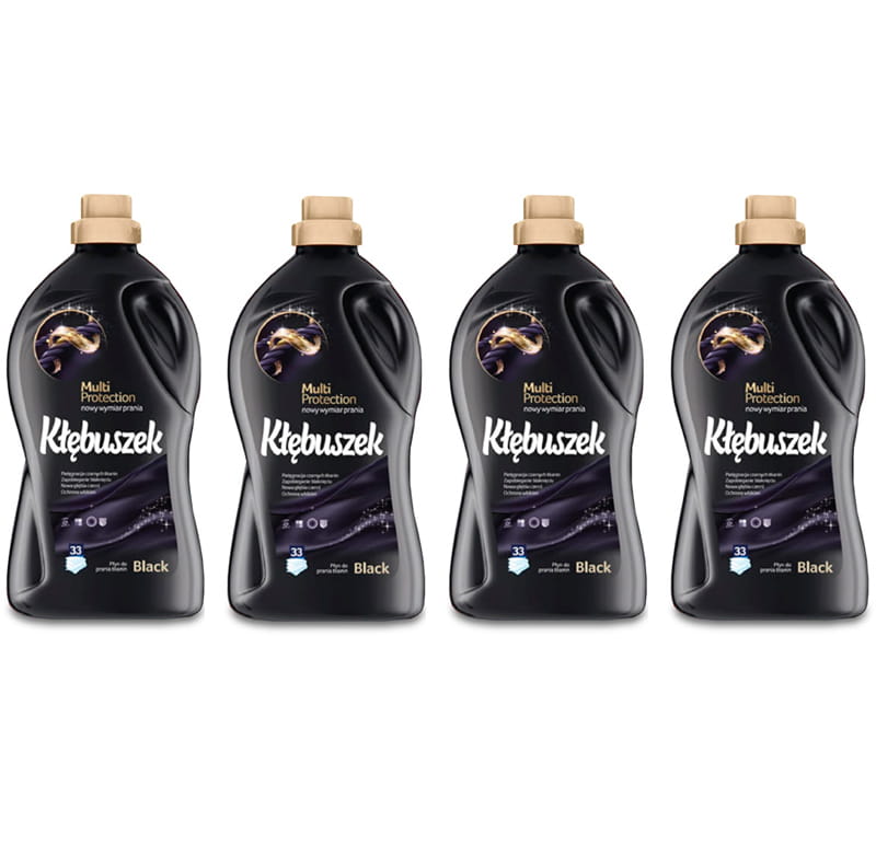 Levně Klubíček Black Tekutý prací prostředek na černé prádlo Sada 4 x 1,82 l
