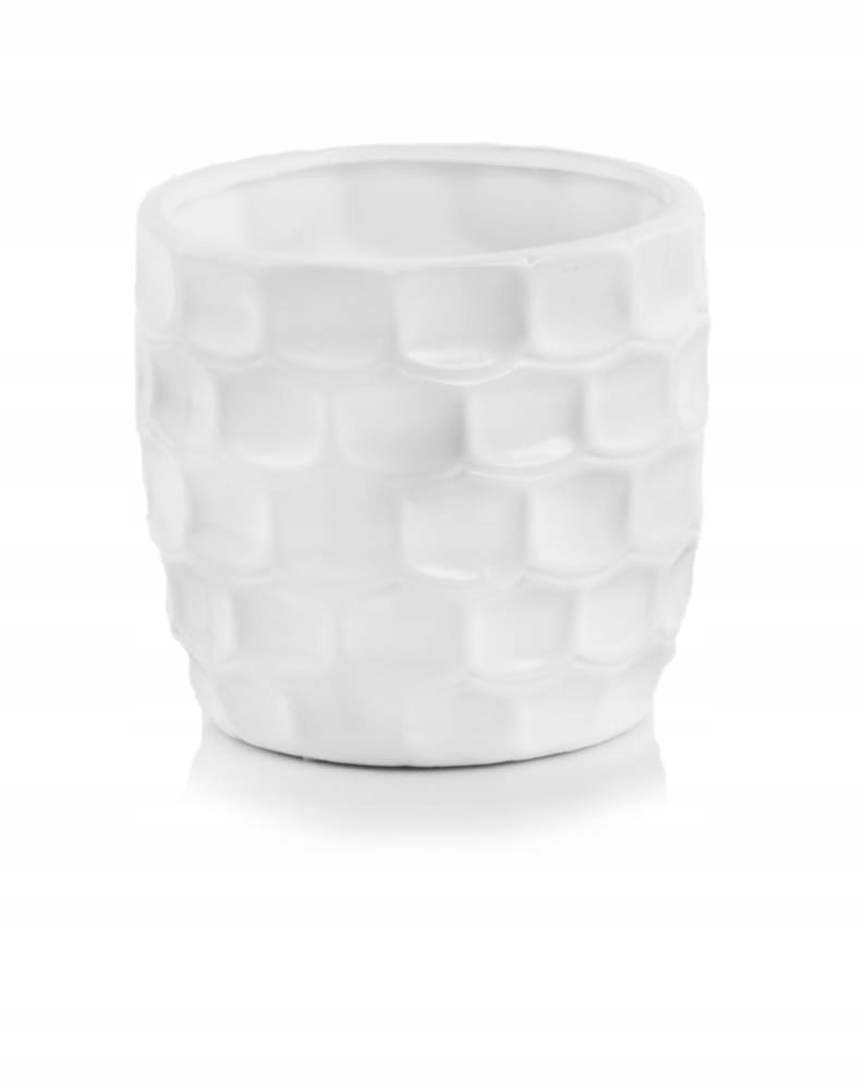 Doniczka osłonka ceramika biała wzór