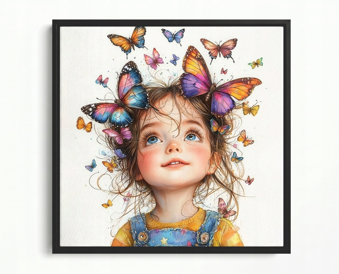 Obraz Rám Americký Box Dítě Dívka Motýli Představivost Radost 40x40