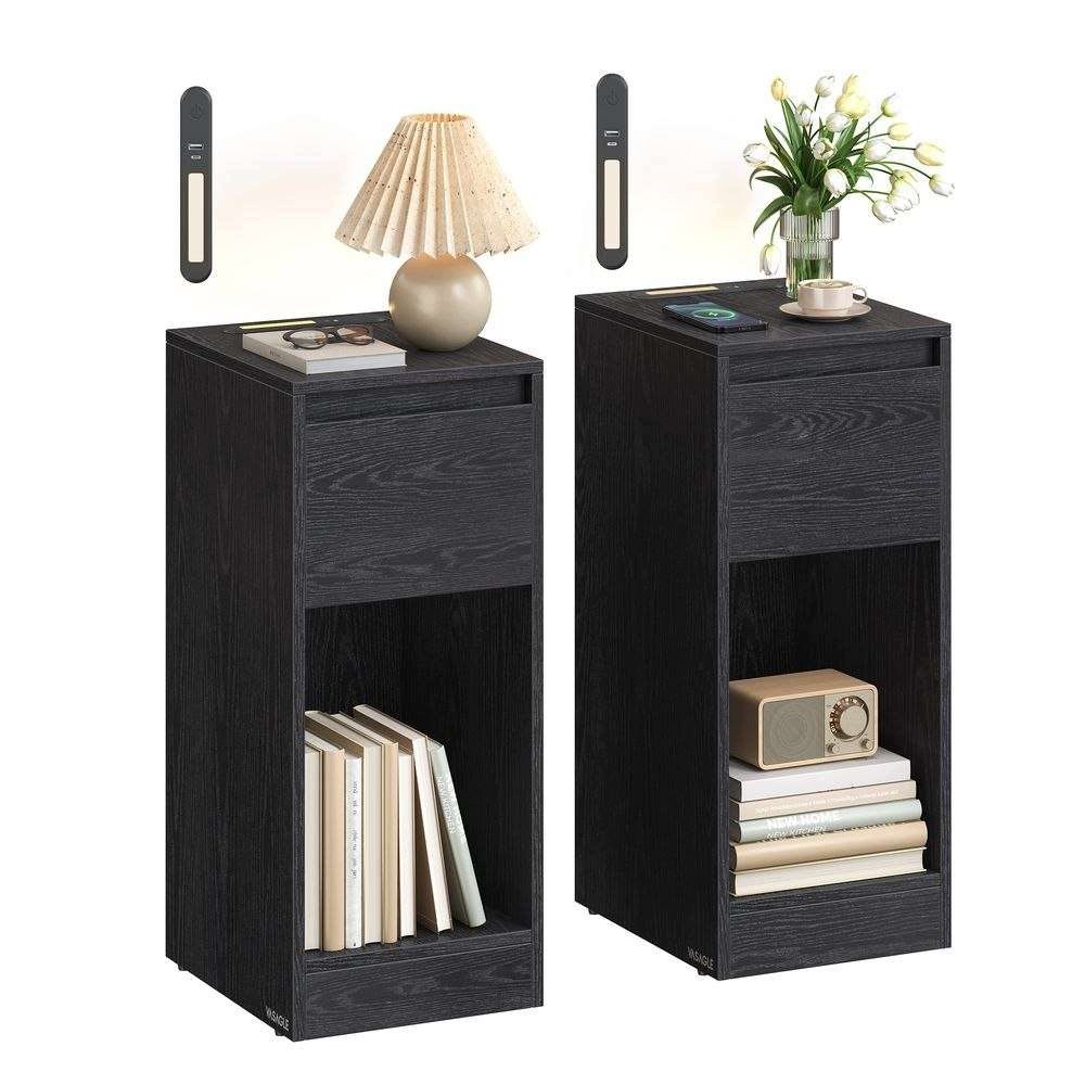 Nočné stolíky Slim set, čierne