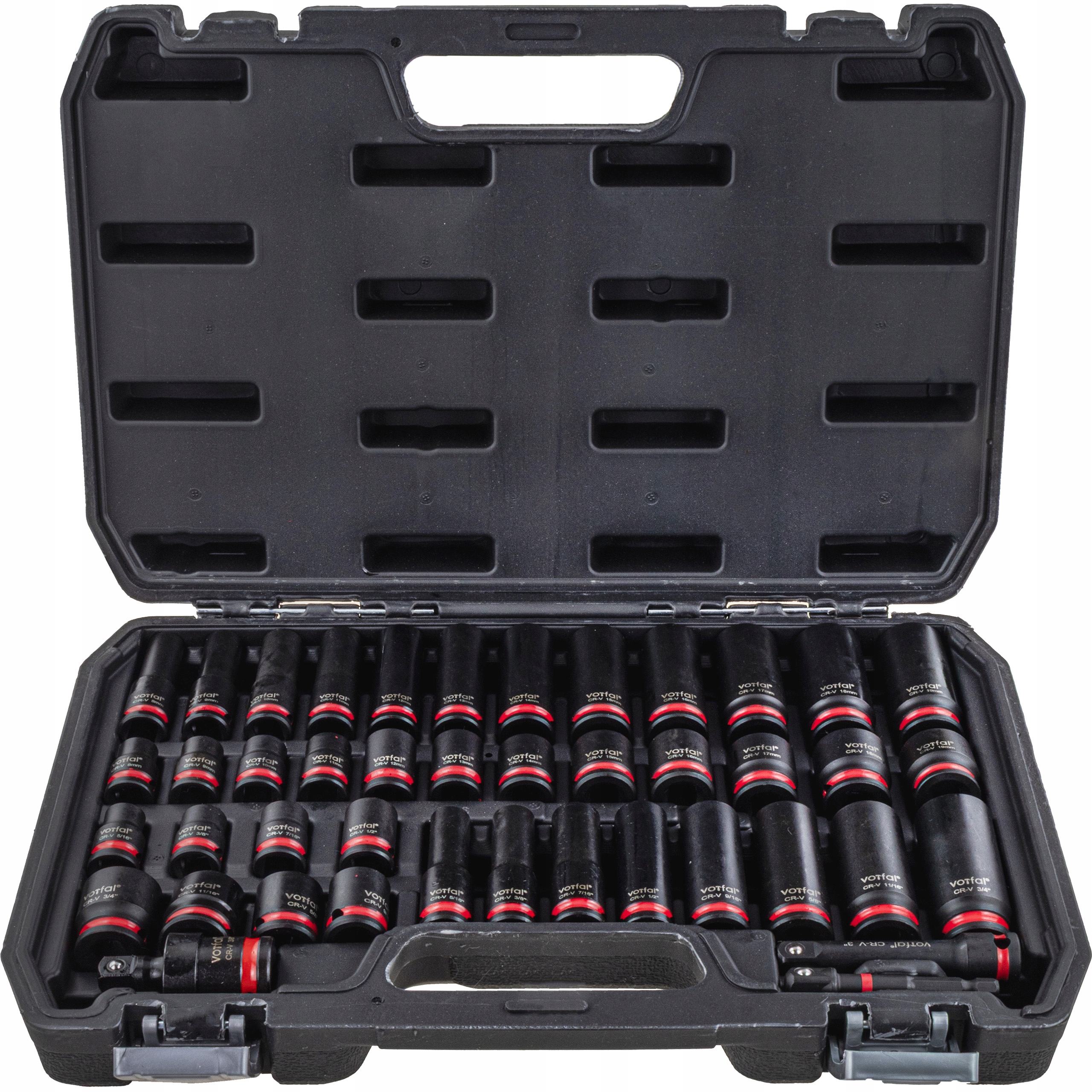 Nasadki Udarowe Zestaw 43szt Nasadek Udarowych 3/8" Cala 8mm-19mm 6-KĄTNE