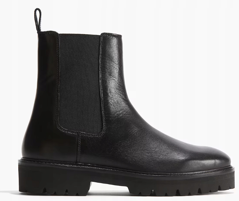H&m Dámské Kotníkové Boty Černé Kožené Nazouvací 42 Y6K