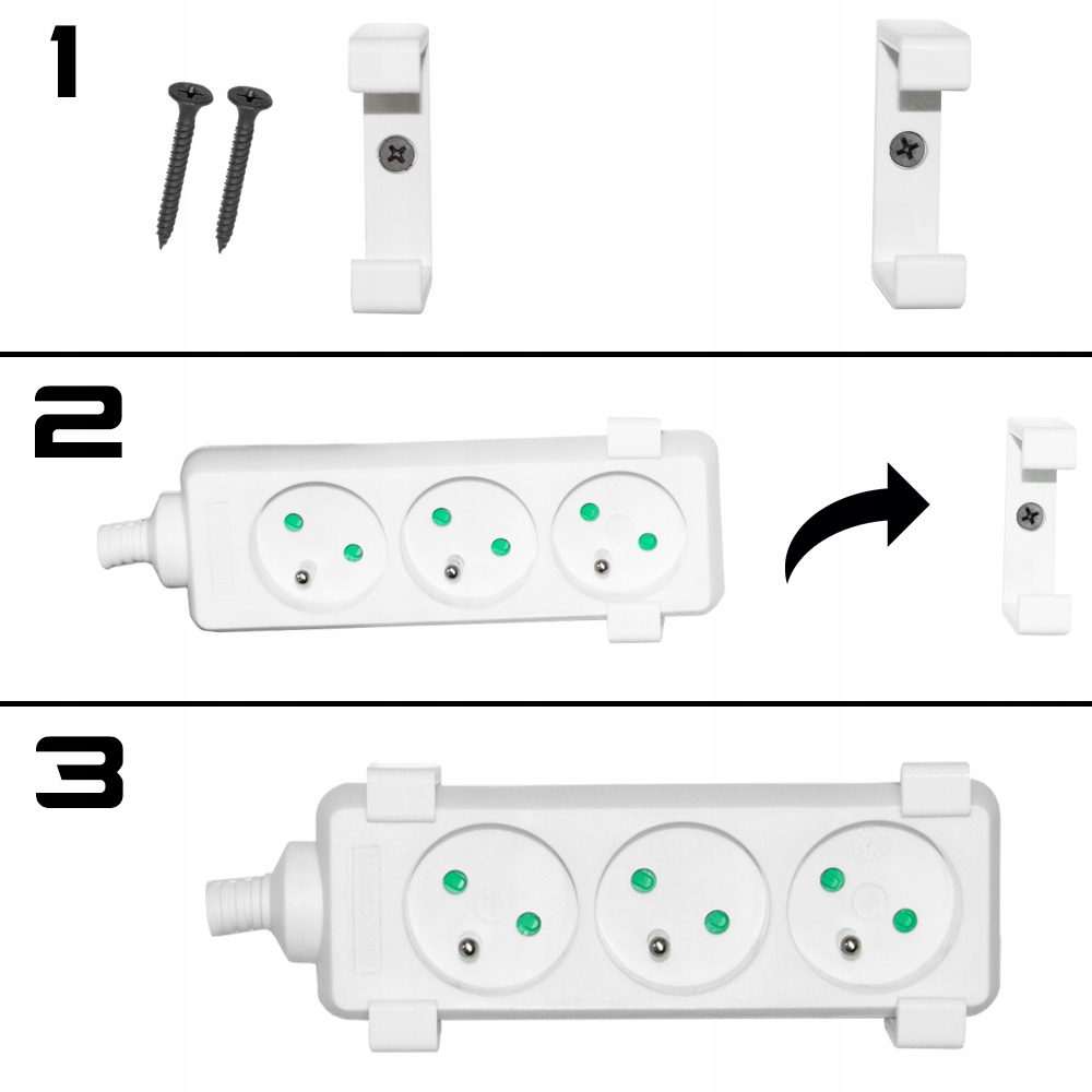 UCHWYT NA PRZEDŁUŻACZ SIECIOWY LISTWĘ ELEKTRYCZNĄ BIAŁY SZEROKI DUŻY Rodzaj wieszaki pojedyncze