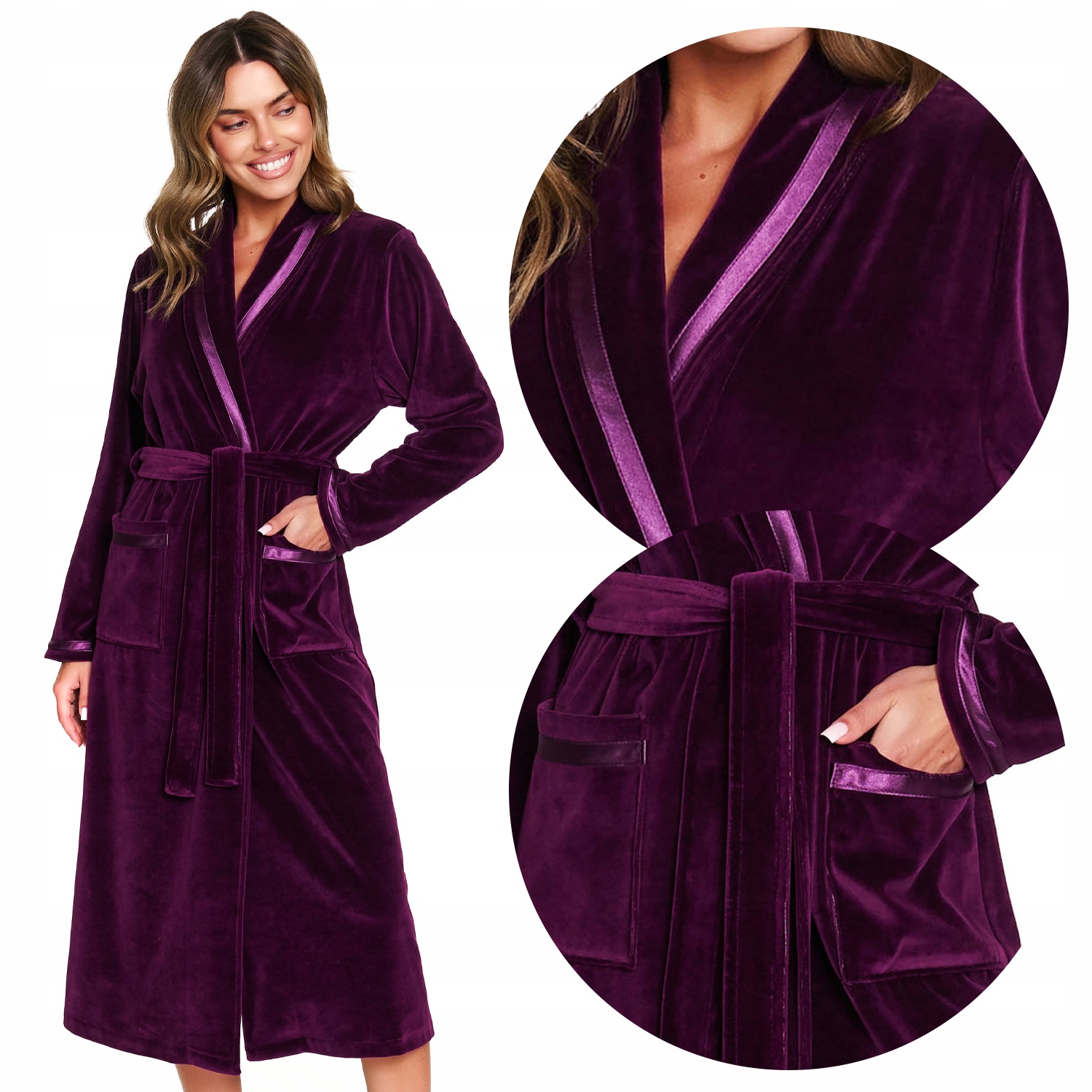Doctor Nap SWA.1078 burgundy vázaný vínový teplý 2XL Župan
