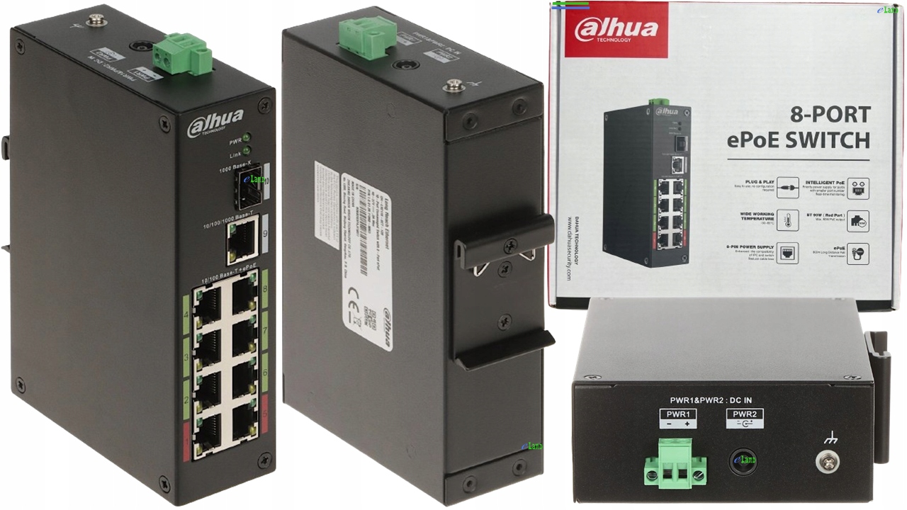 Switch Przemysłowy Dahua LR2110-8ET-120 PoE/ePoE