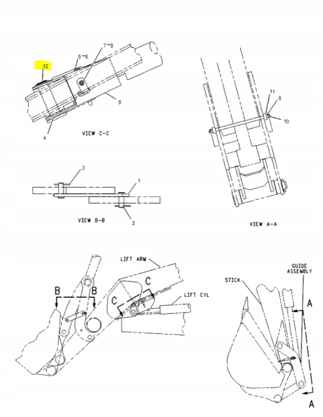 9R1100 - Штифт 40X152 ARM LIFT Cat экскаватор-погрузчик