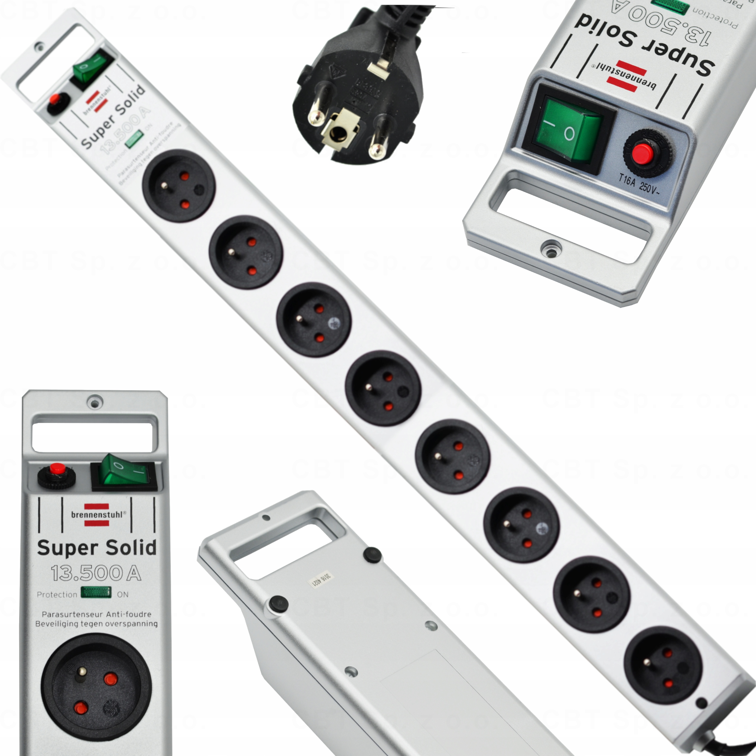 LISTWA ZASILAJĄCA PRZECIWPRZEPIĘCIOWA 8 GNIAZD KABEL 2,5m 13.500A