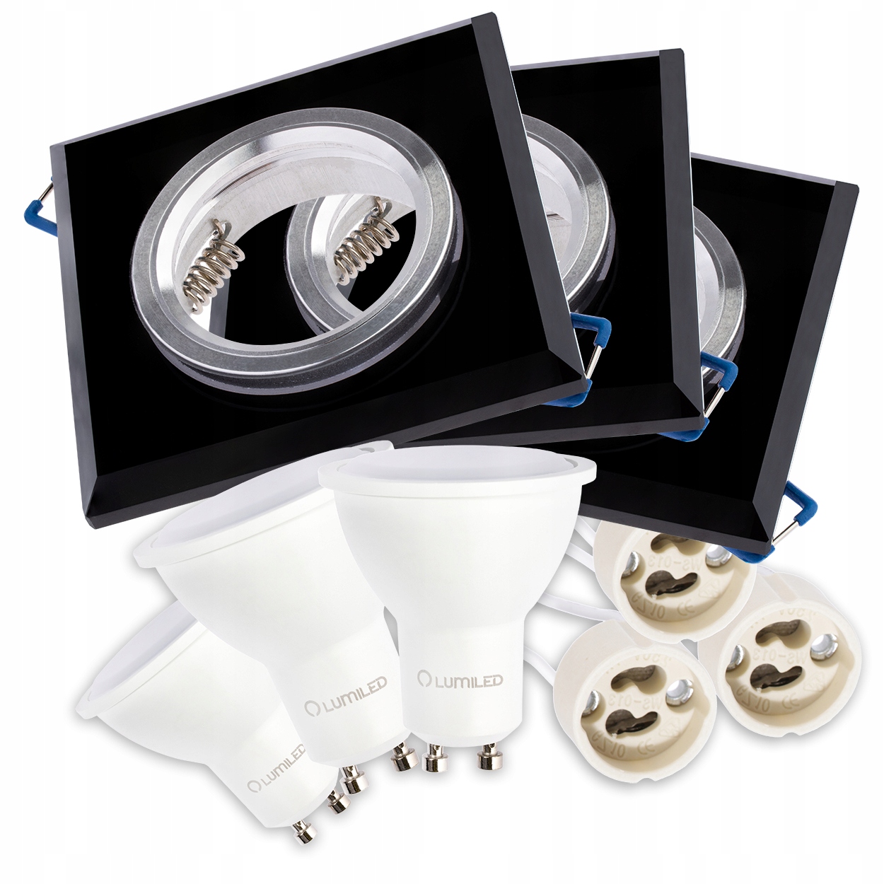 

Zestaw 3x oprawa halogenowa szklana kwa Led GU10