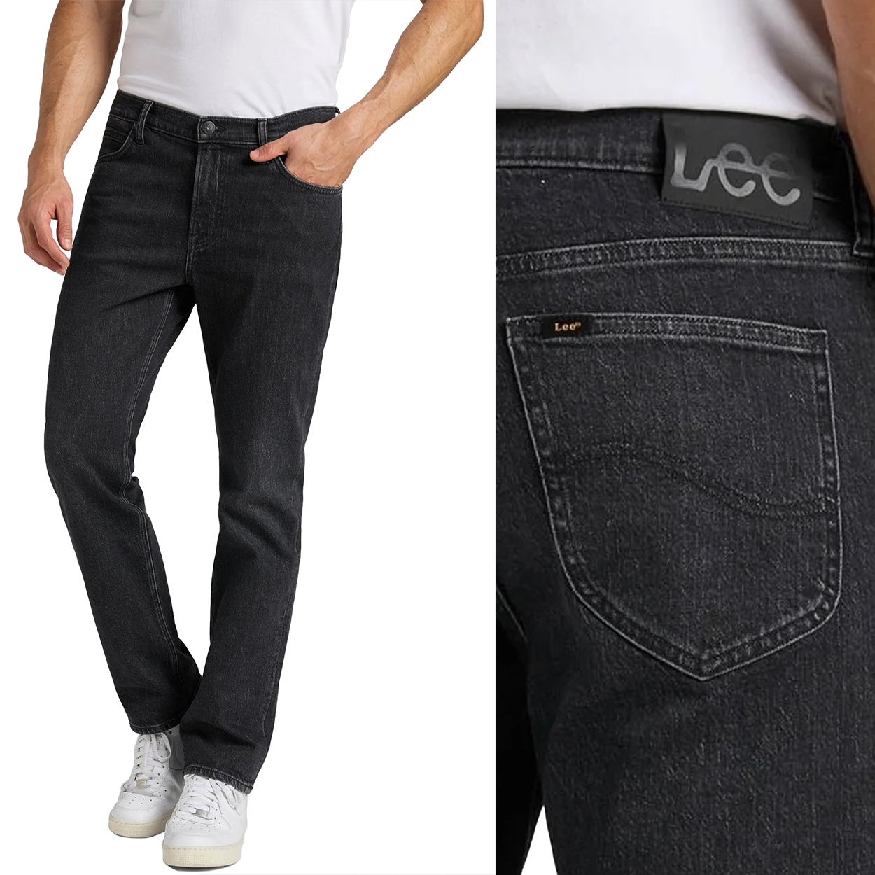 Lee West relaxed straight Rock černé jednoduché džínové kalhoty W30 L32