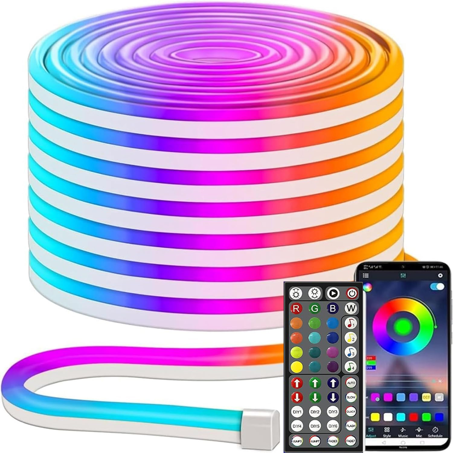 15m Taśma Led Neon Flex 5050 Rgb Aplikacja Pilot Wodoodporna 24V Bluetooth
