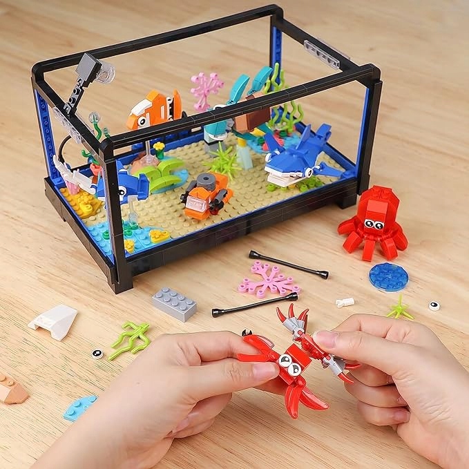 KLOCKI Akwarium ze światłem LED MOV STONE Marka bez marki