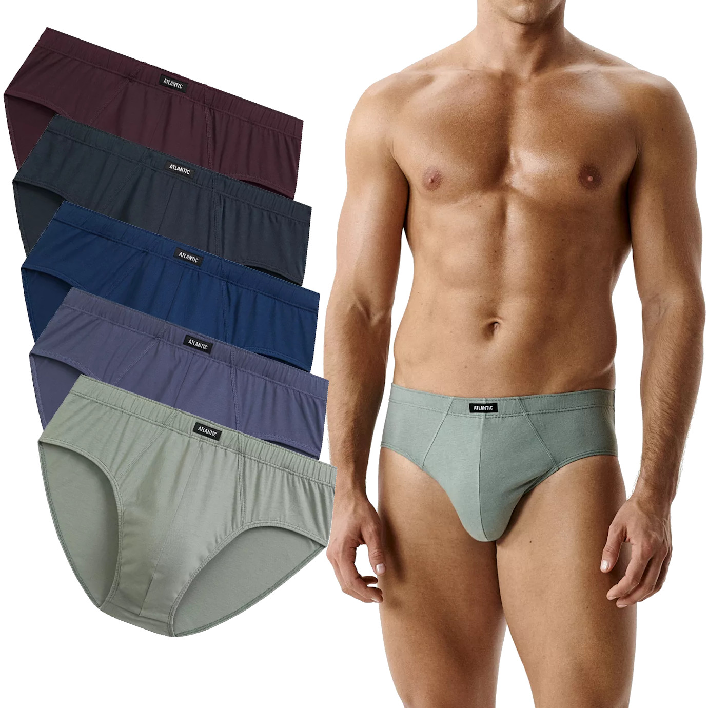 Pánské Slipy Atlantic Classic 5SMP003/GRAC/ZIEJ/BUR/IND/DENJ 3XL