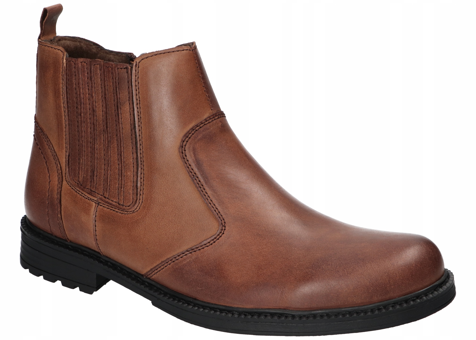 American Club CY87 Zateplené Kotníkové Boty Zimní Boty Pánské Kožené, Hnědé 42