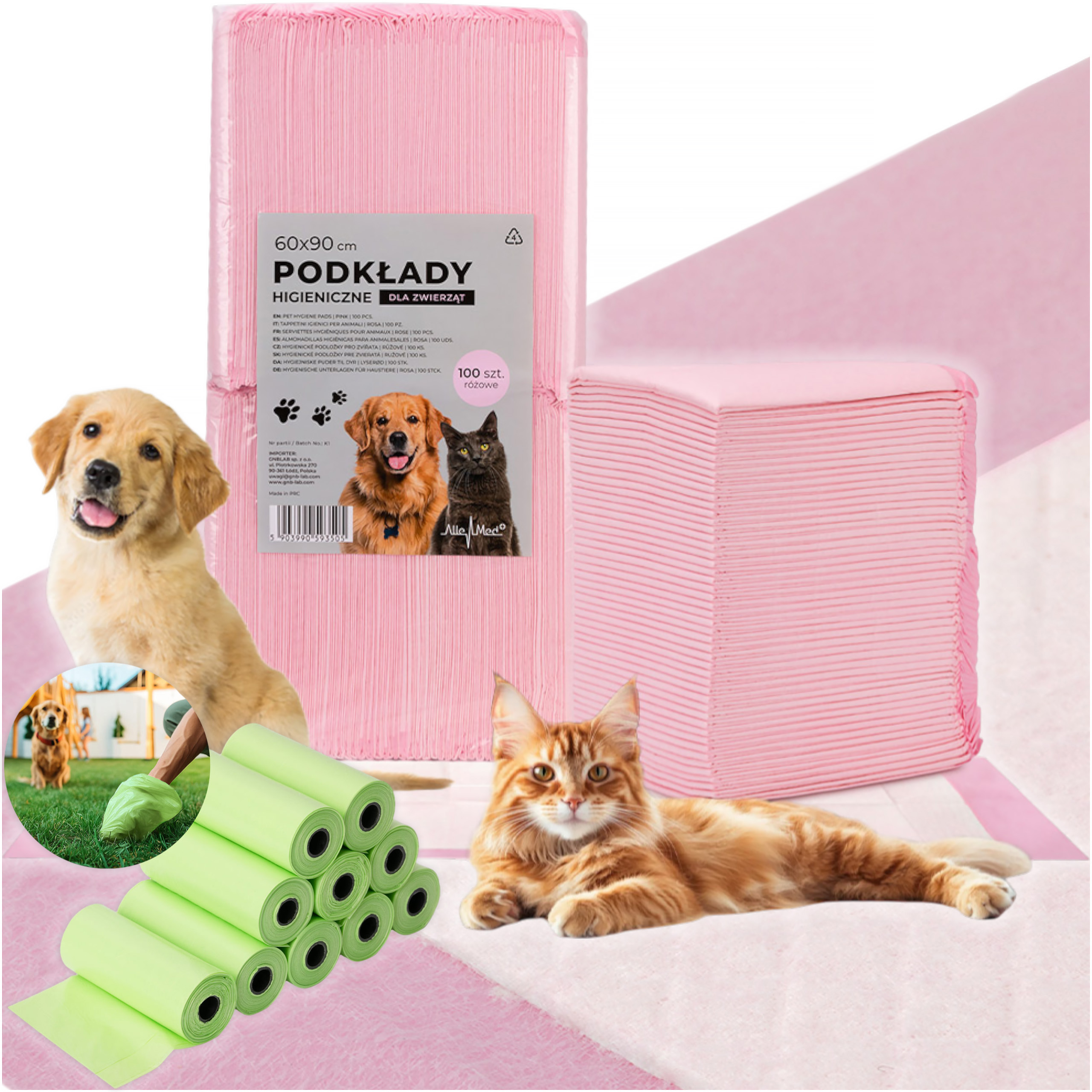 Levně 100 x Hygienické podložky Pro Psa Kočku na 60 x 90 cm 150 x sáčky