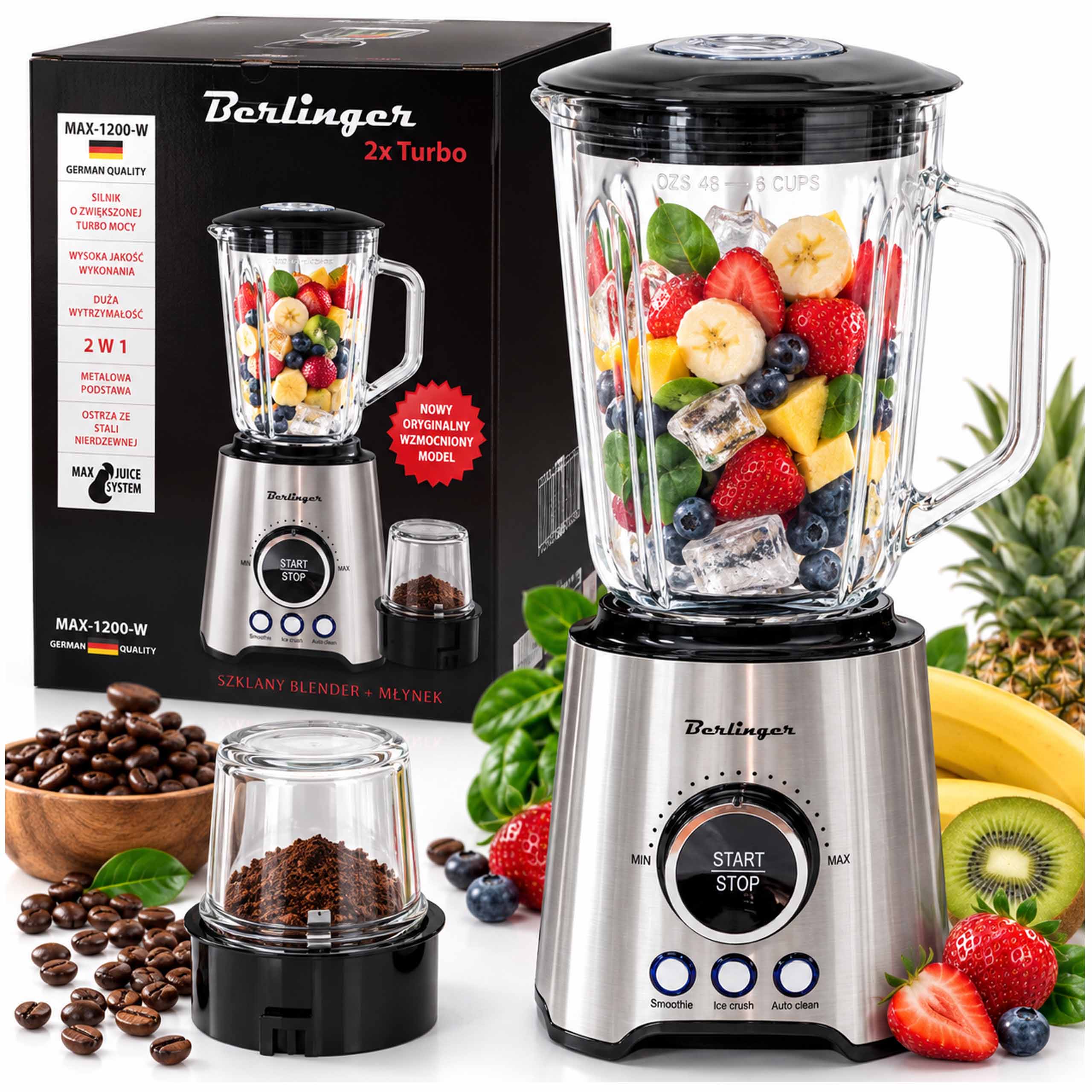 Kalichový mixér 1,5 l 1200 na koktejly Smoothie Mixér Led Mlýnek na kávu