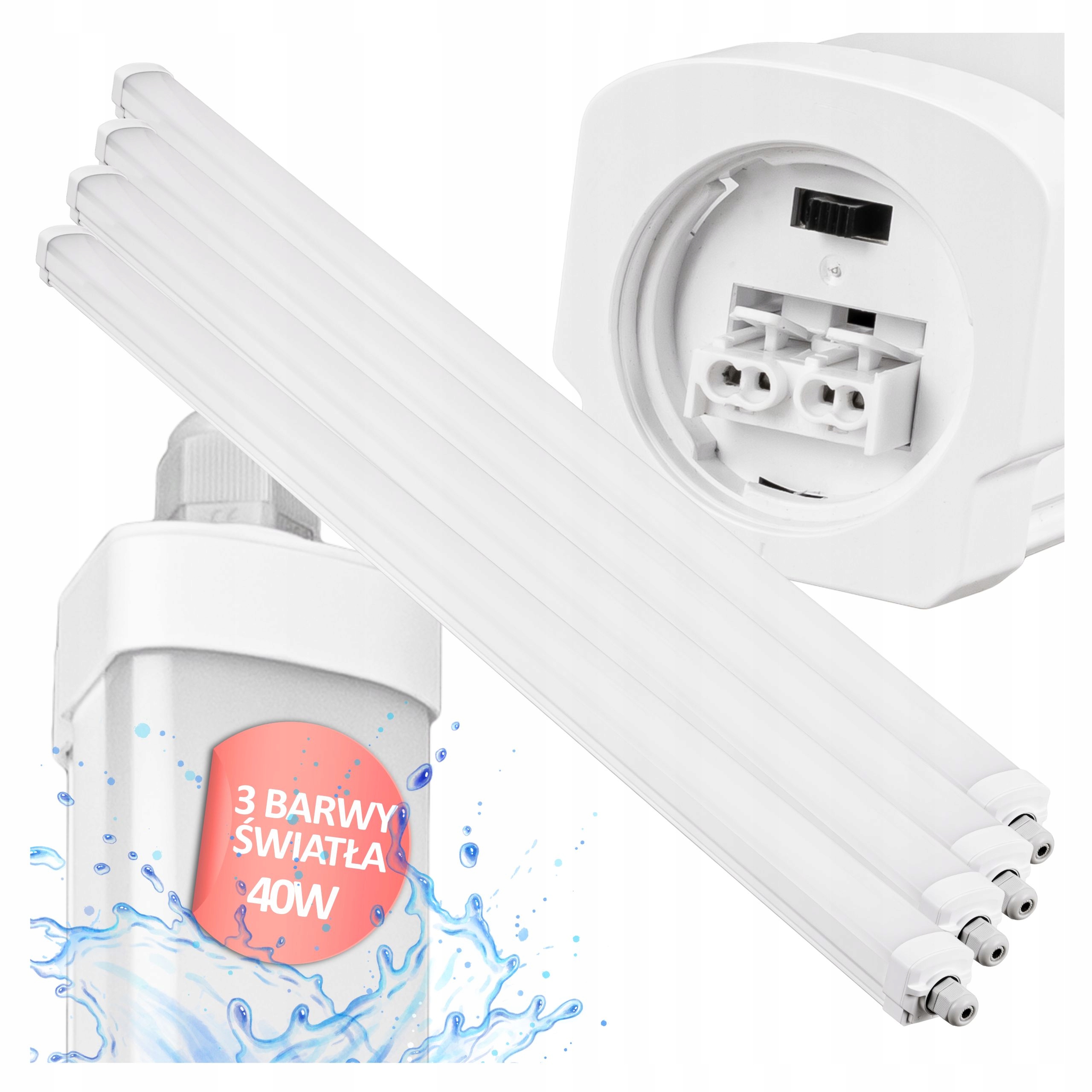 Led hermetické svítidlo 120 cm 3 barvy světla Stropní svítidlo do garáže 40 W x 4