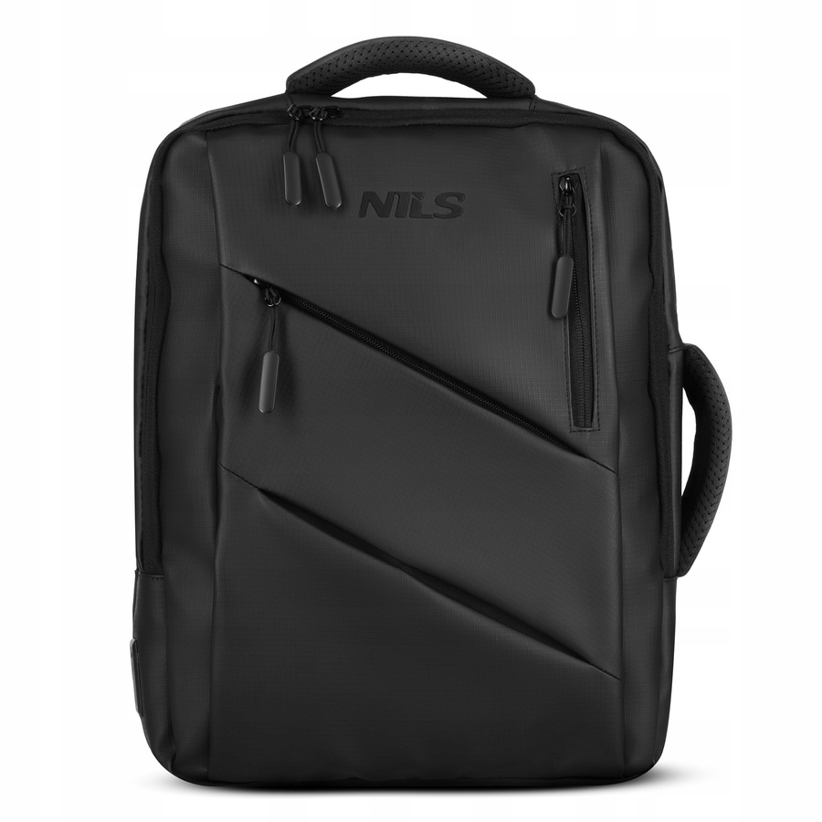 Školní batoh do školy na notebook s Usb, černý, mládežnický, Nils