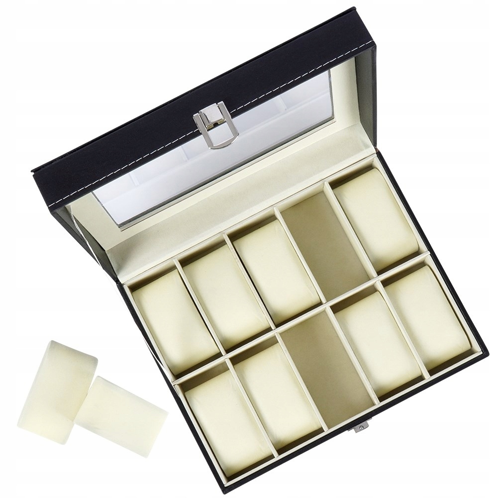 Pudełko ORGANIZER etui pojemnik na zegarki czarne przechowywania zegarków Model 5904316463137
