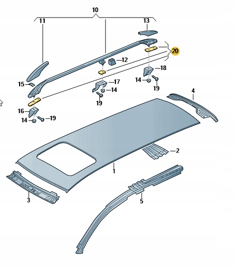 ZESTAW USZCZELEK RELINGU DACHOWEGO VW Passat B6 Part number 3C9860151