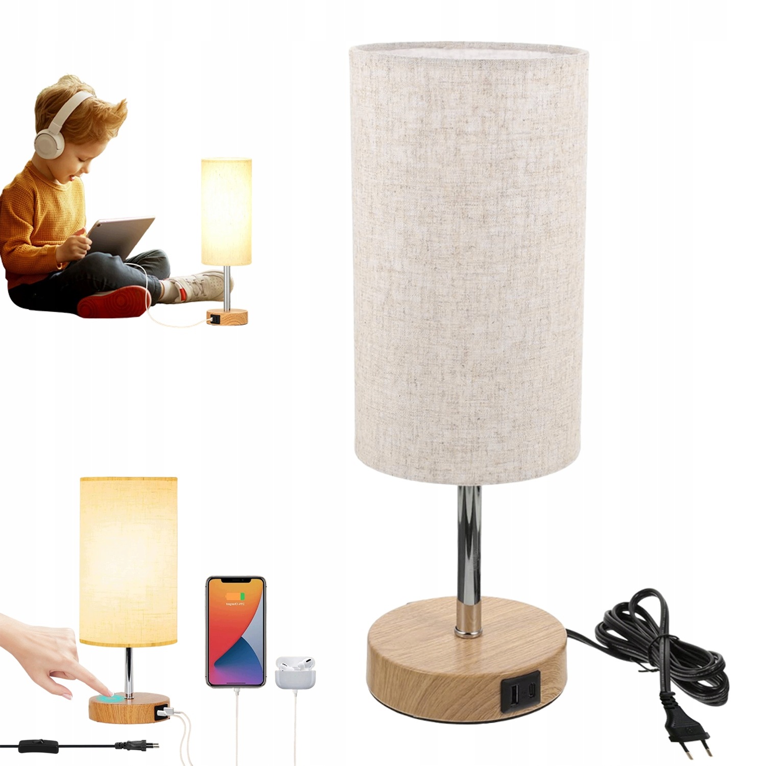 moderní Led stolní lampa noční stolní Usb do ložnice, obývacího pokoje