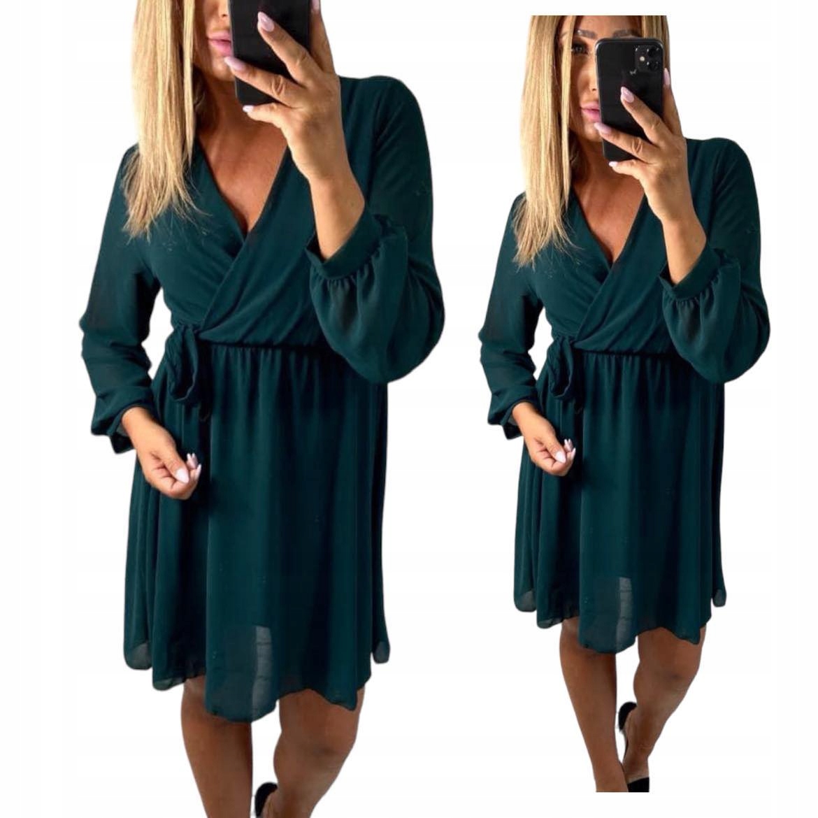 V770 Elegantní Šaty Perla Zelená vel. 44 (2XL)