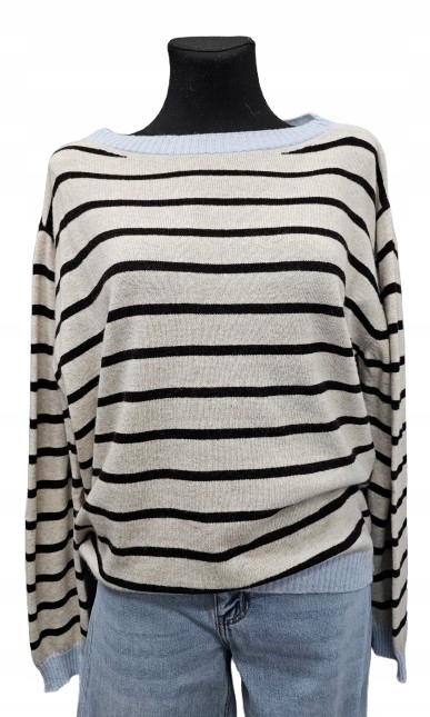 Měkký Kašmírový Svetr S Pruhy Misło Cashmere Itálie 225zł 125zł