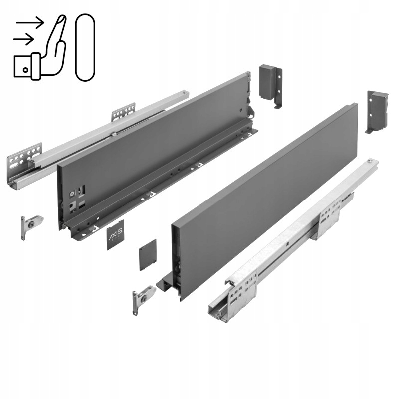 Szuflada Gtv Axis Pro push to open antracyt 500 mm średnia L500 H116 40kg