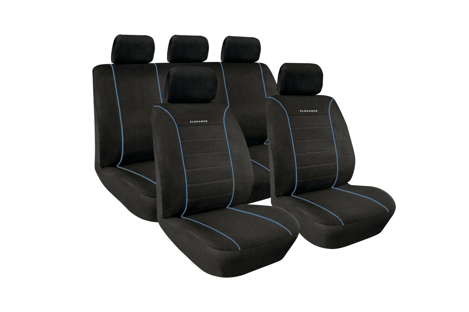Poťahy na autosedadlá čierne modré vložky komplet 4 ks