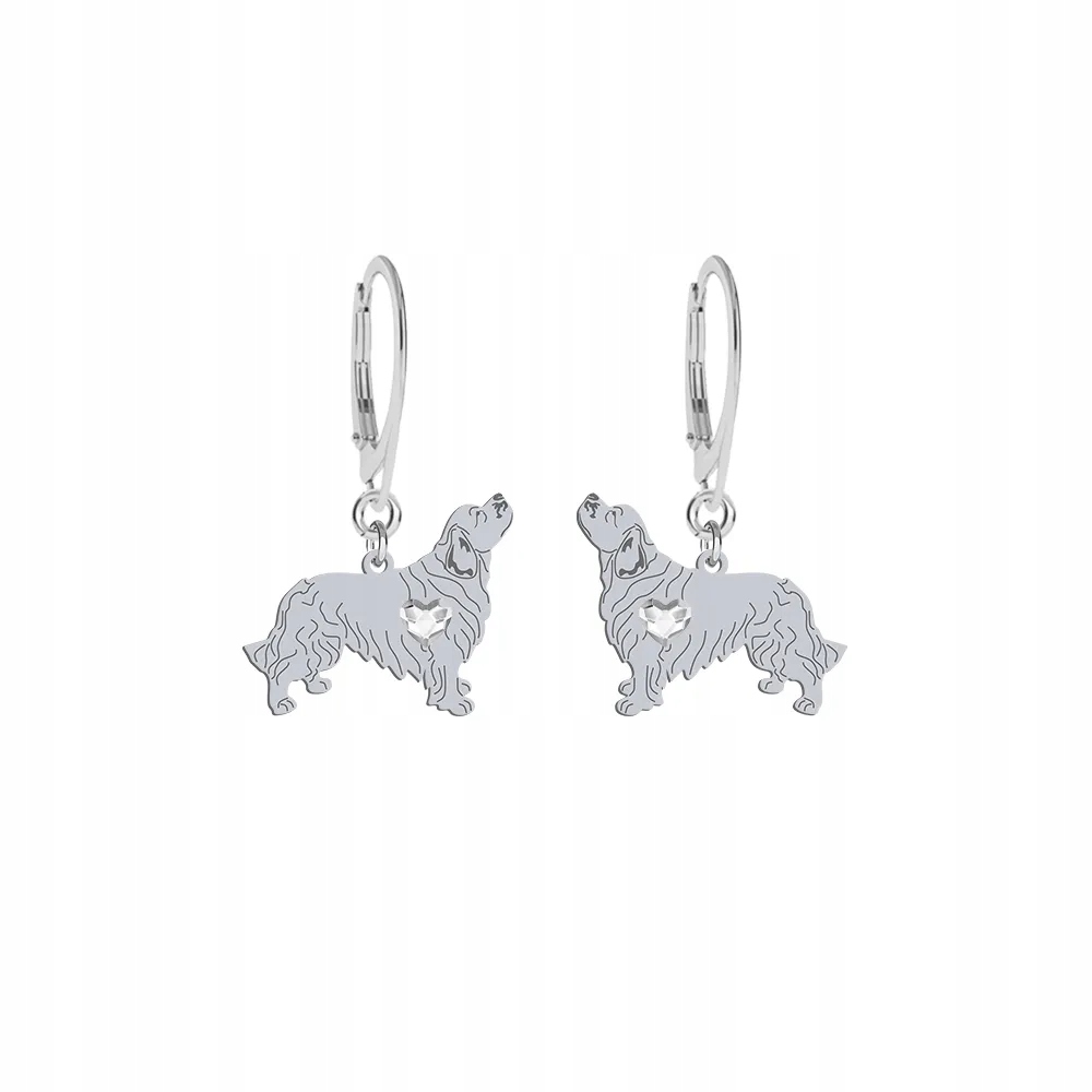Stříbrné Náušnice se psem Clumber Spaniel 925 Dárek Šperky Gravírování Bonus