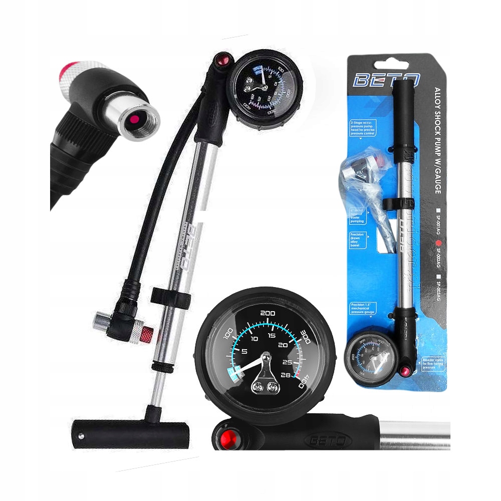 Pompka do amortyzatora Beto 400 Psi 28 bar z manometrem zawór Av 260mm