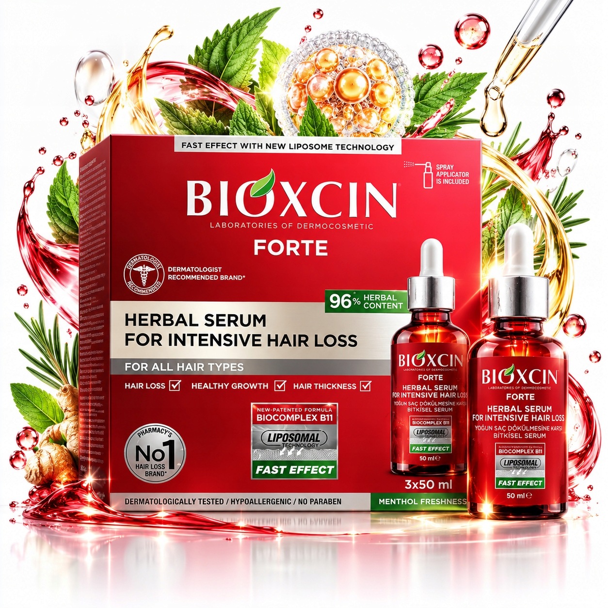 Bioxcin Turecké Sérum Proti Intenzivnímu Vypadávání Vlasů 3 x 50 ml