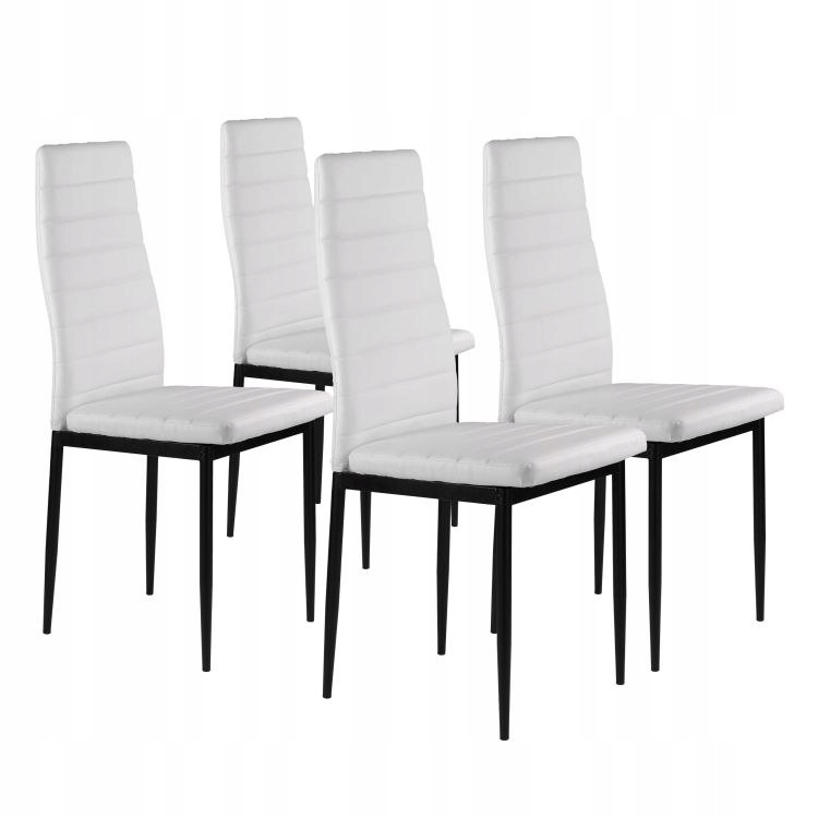 ModernHome KE01 Sada 4 jedálenských stoličiek, ekokoža, ergonomická opierka, biela