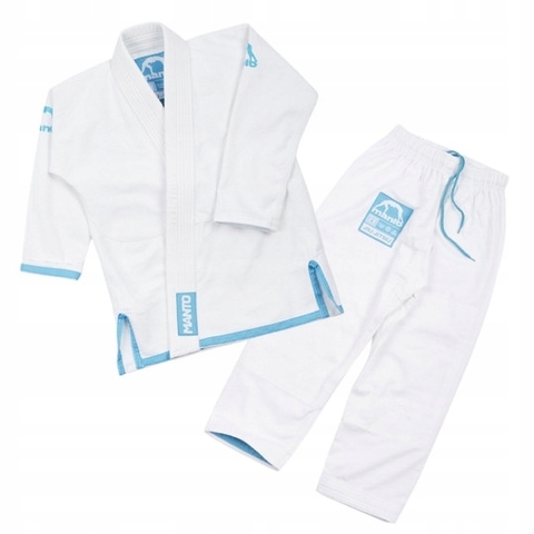 Kimono Gi Dla Dzieci Manto Junior 2.0 do Bjj Białe 350 g z białym pasem M4